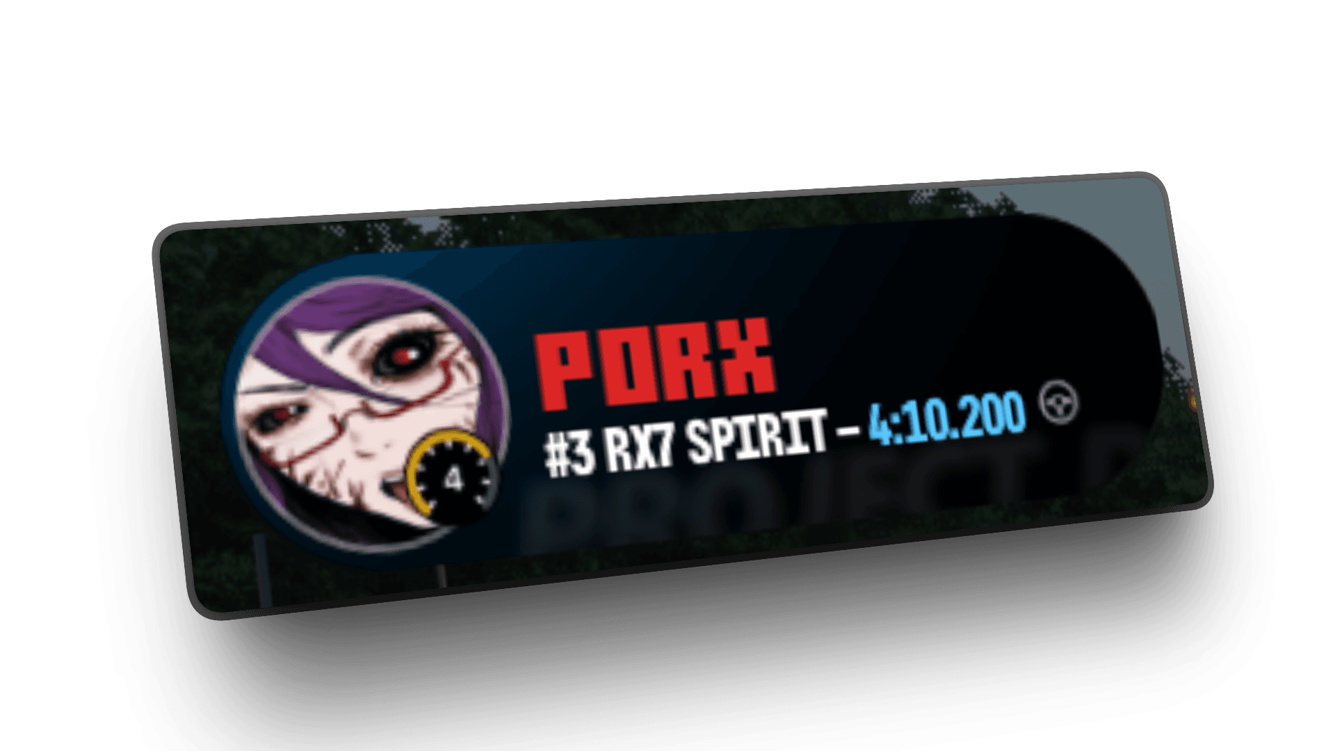 ProjectD Profile HUD — avatar, rank, car, and best lap